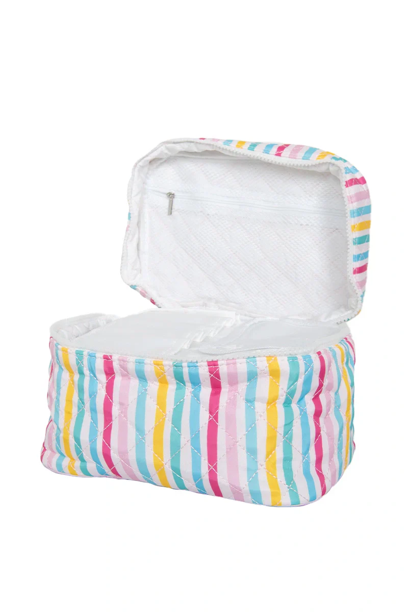 Multicolored Stripes Quilted Make Up Bag - Image 2