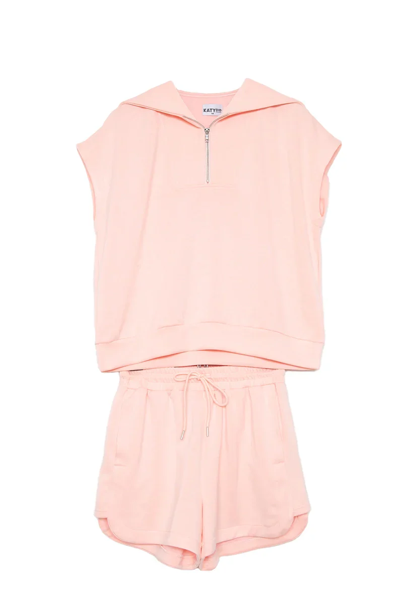 Peach Ladies Half Zip Top and Shorts - Image 10