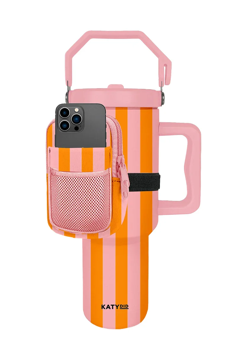 Pink and Orange Striped Tumbler Pouch - Image 2