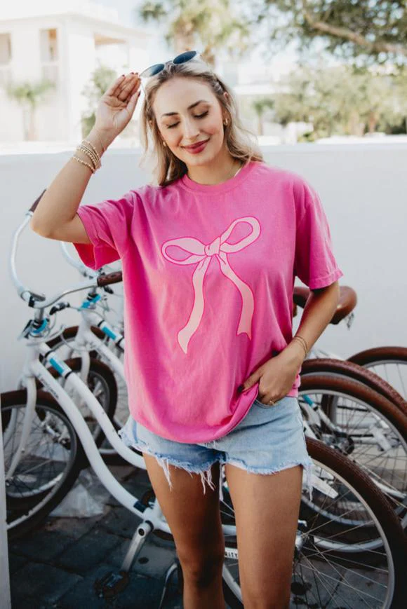 Pink Coquette Bow Graphic Tee - Image 3