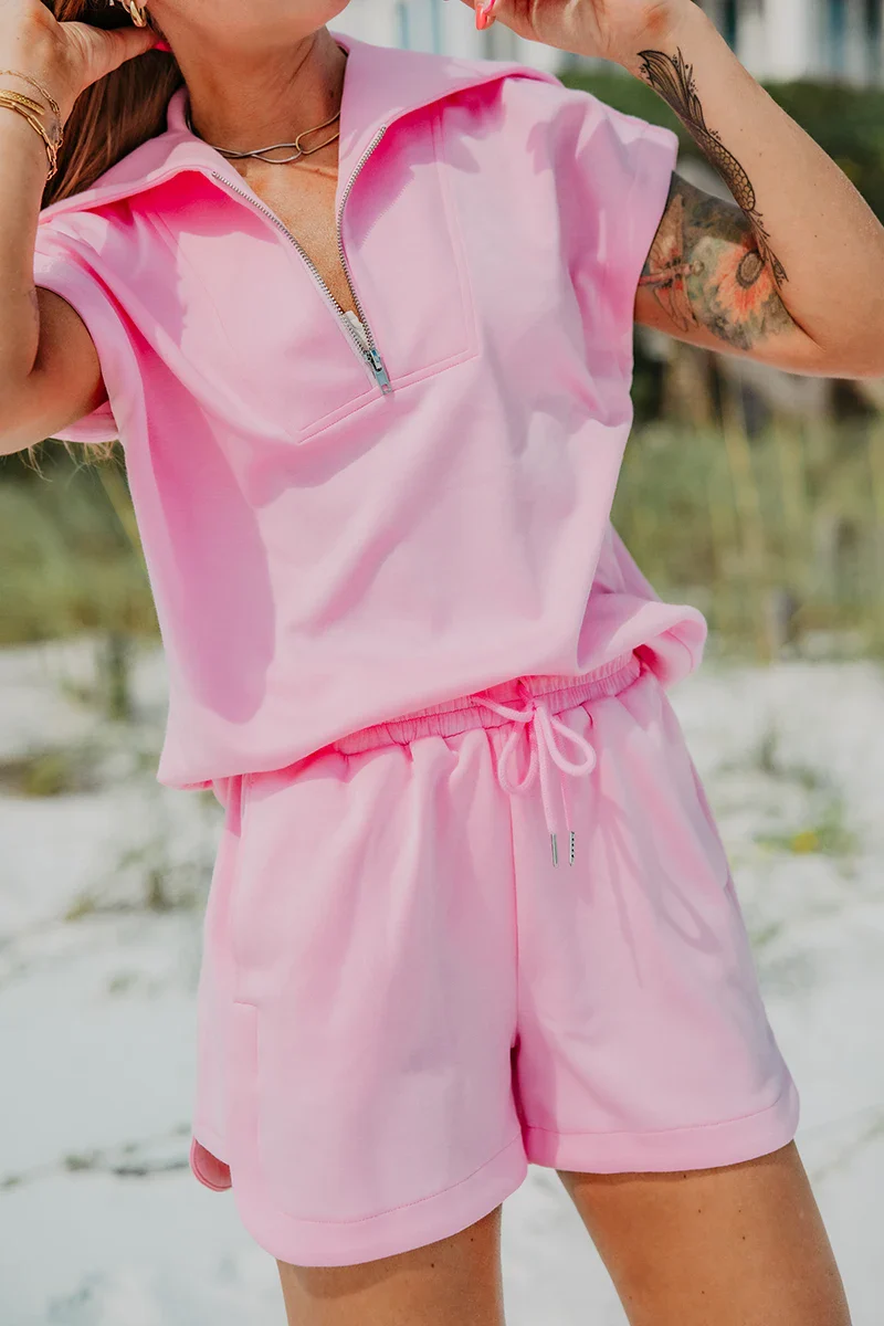 Pink Half Zip Matching Lounge Set - Image 2