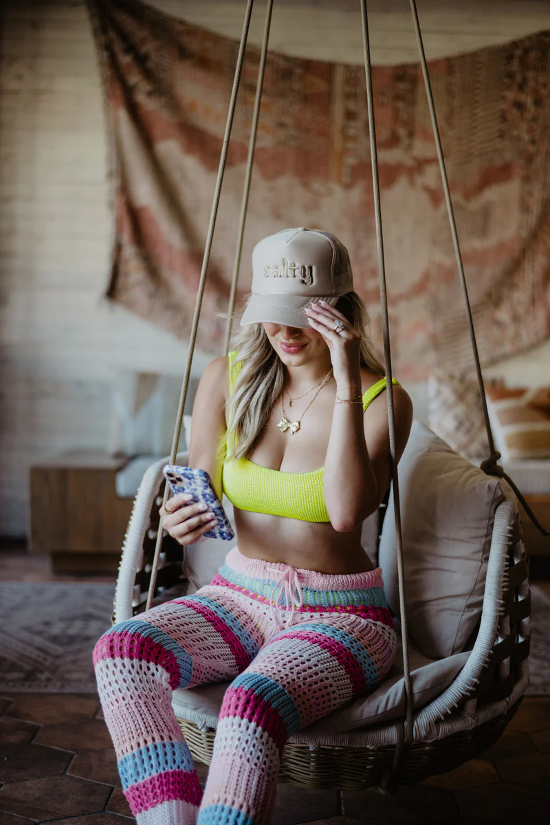 Pastel Stripes Crochet Beach Women's Pants - Image 3