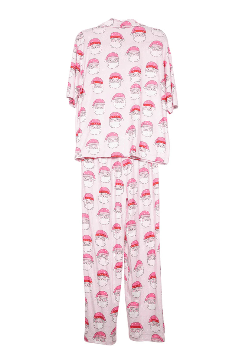 Pink Santa Face Pajama Pants Set - Image 4