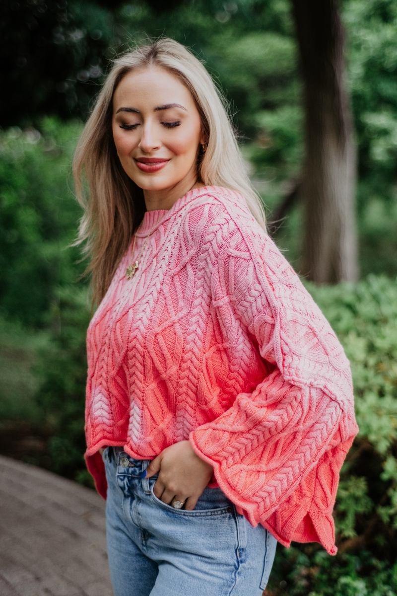 Pink Slouchy Lightweight Knit Sweater - Image 3