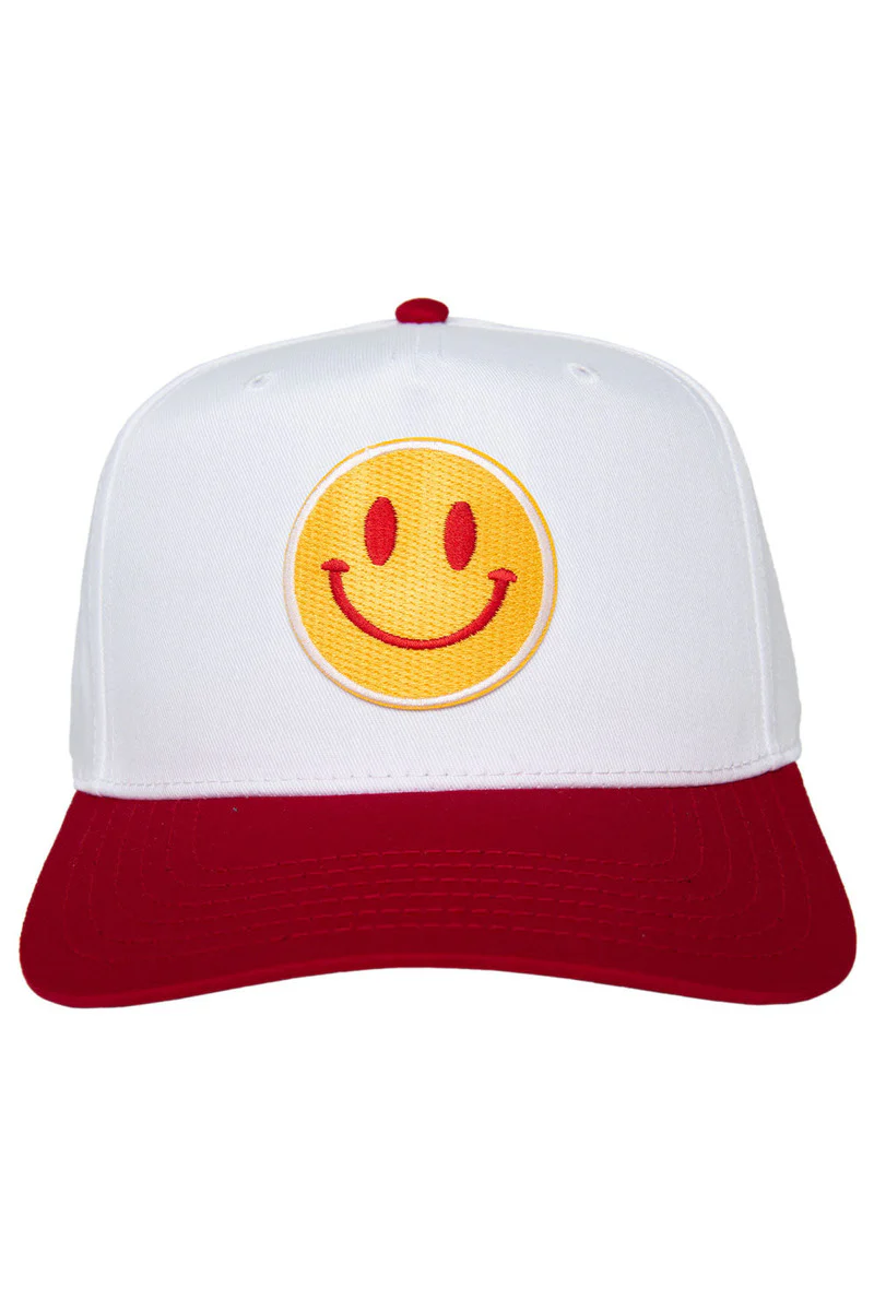 Red/Yellow Happy Face Two-Toned Vintage Hat - Image 2