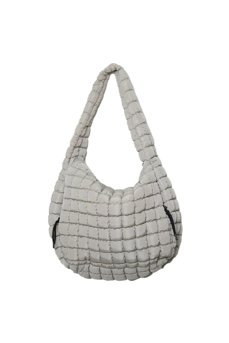 Sand Oversized Quilted Hobo Tote Bag - Image 4