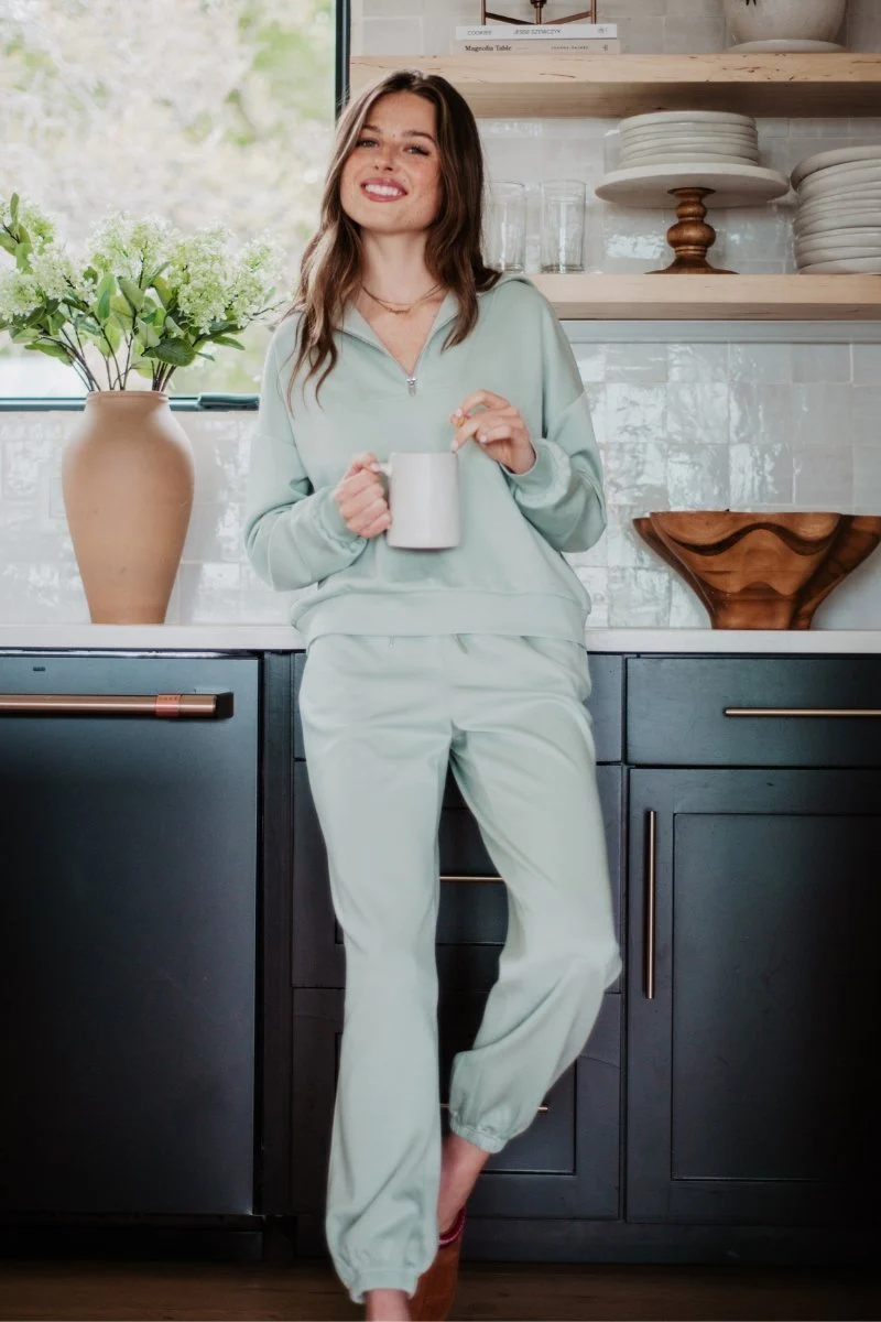 Seafoam Half Zip Pullover Lounge Set