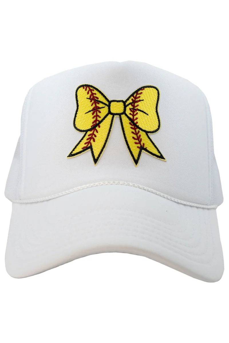Softball Bow Coquette Patch Foam Trucker Women's Hat