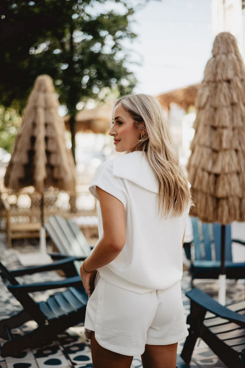 White Two Piece Half Zip Set - Image 2