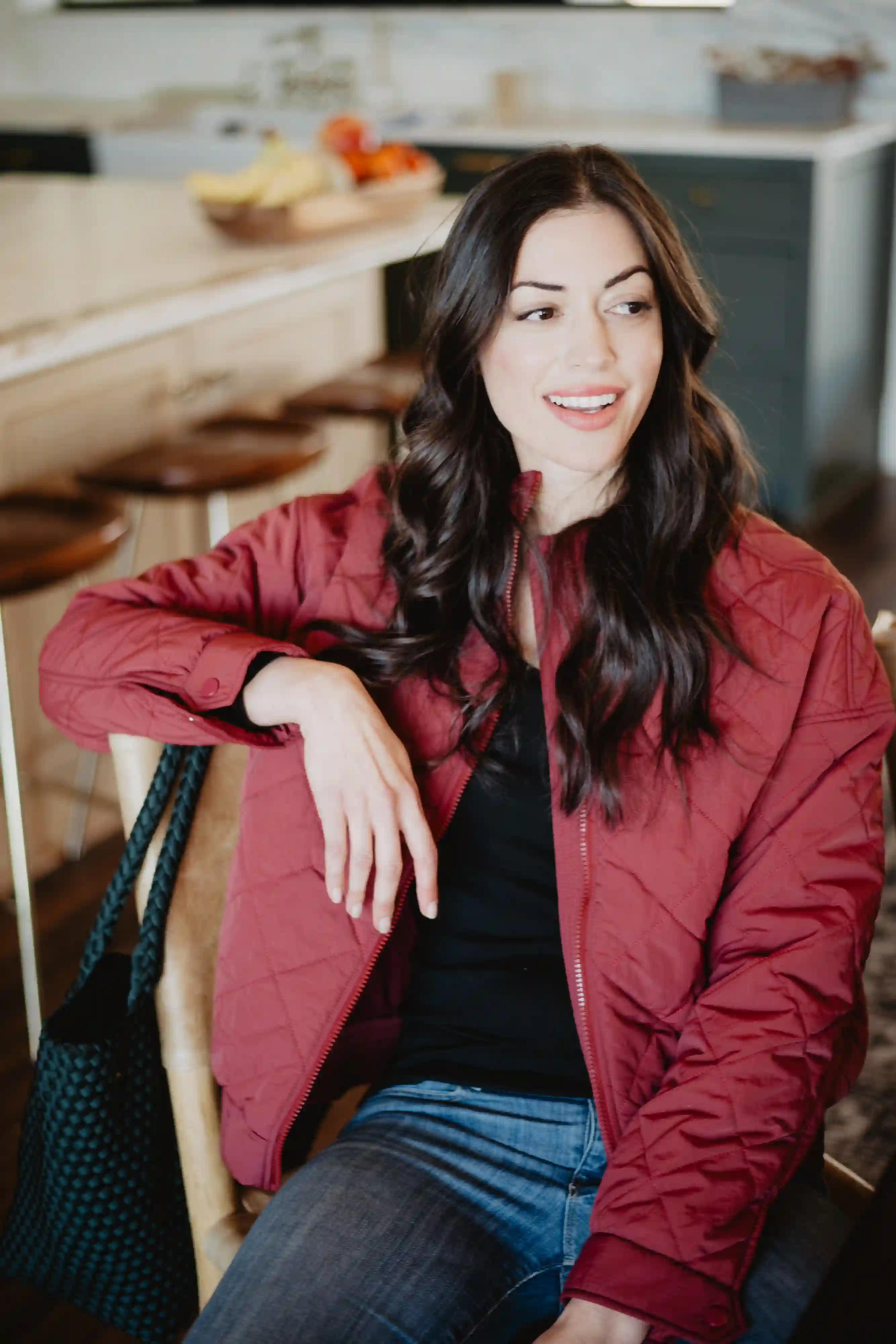 Wine Diamond Quilted Jacket - Image 2