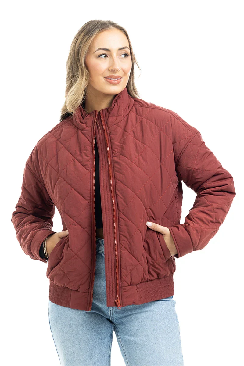 Wine Diamond Quilted Jacket - Image 3