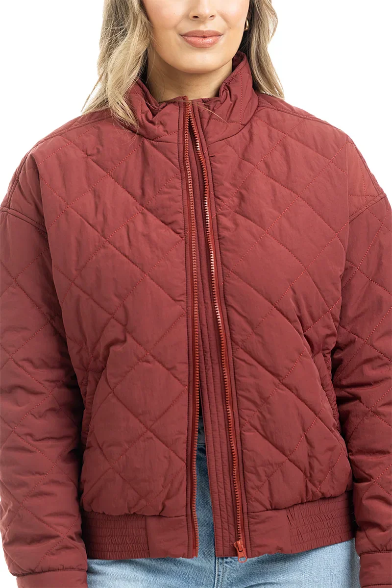 Wine Diamond Quilted Jacket - Image 4