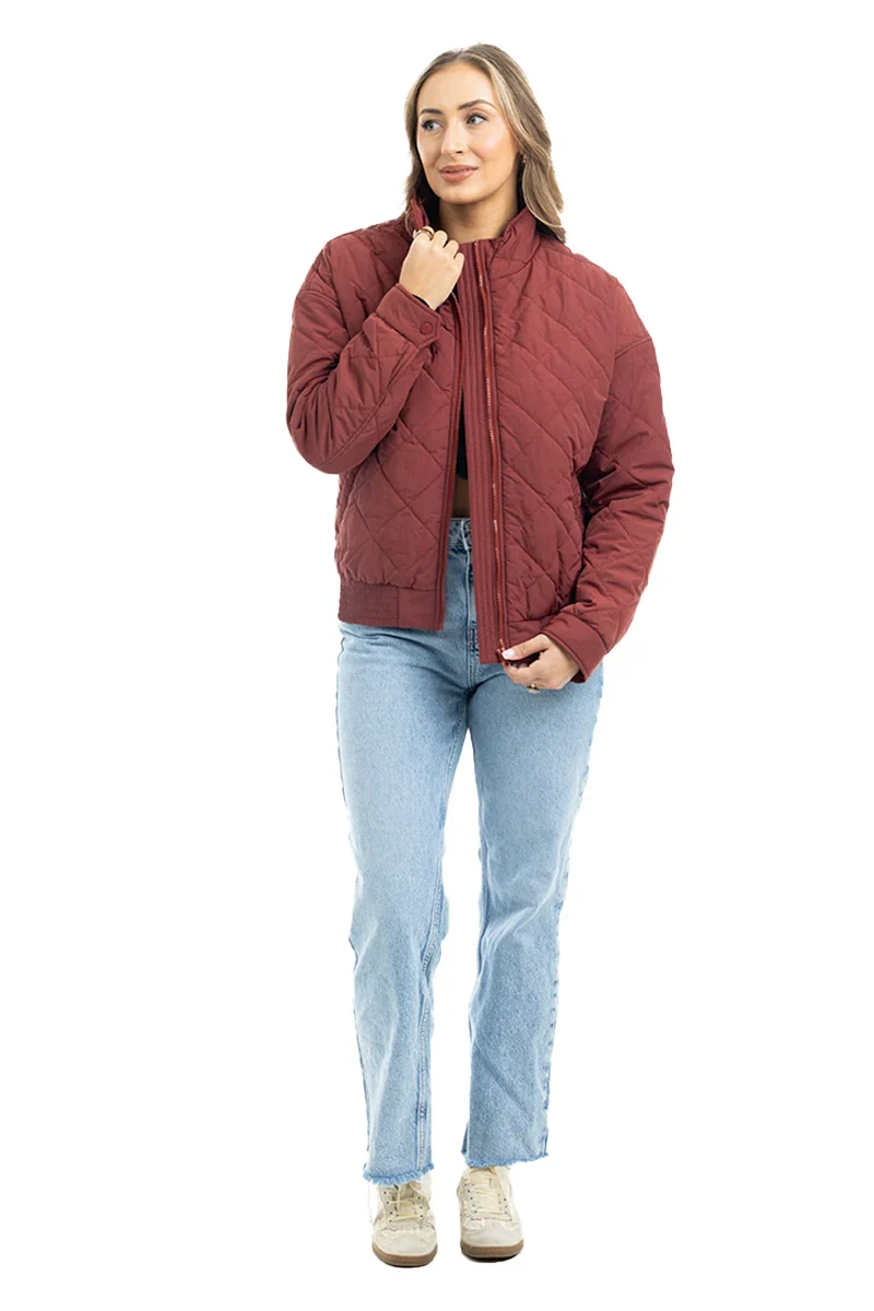 Wine Diamond Quilted Jacket - Image 5