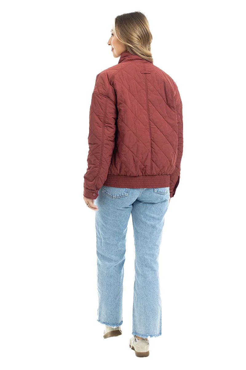Wine Diamond Quilted Jacket - Image 6