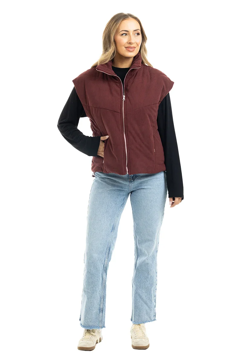 Wine Fall Corduroy Puffer Vest - Image 4
