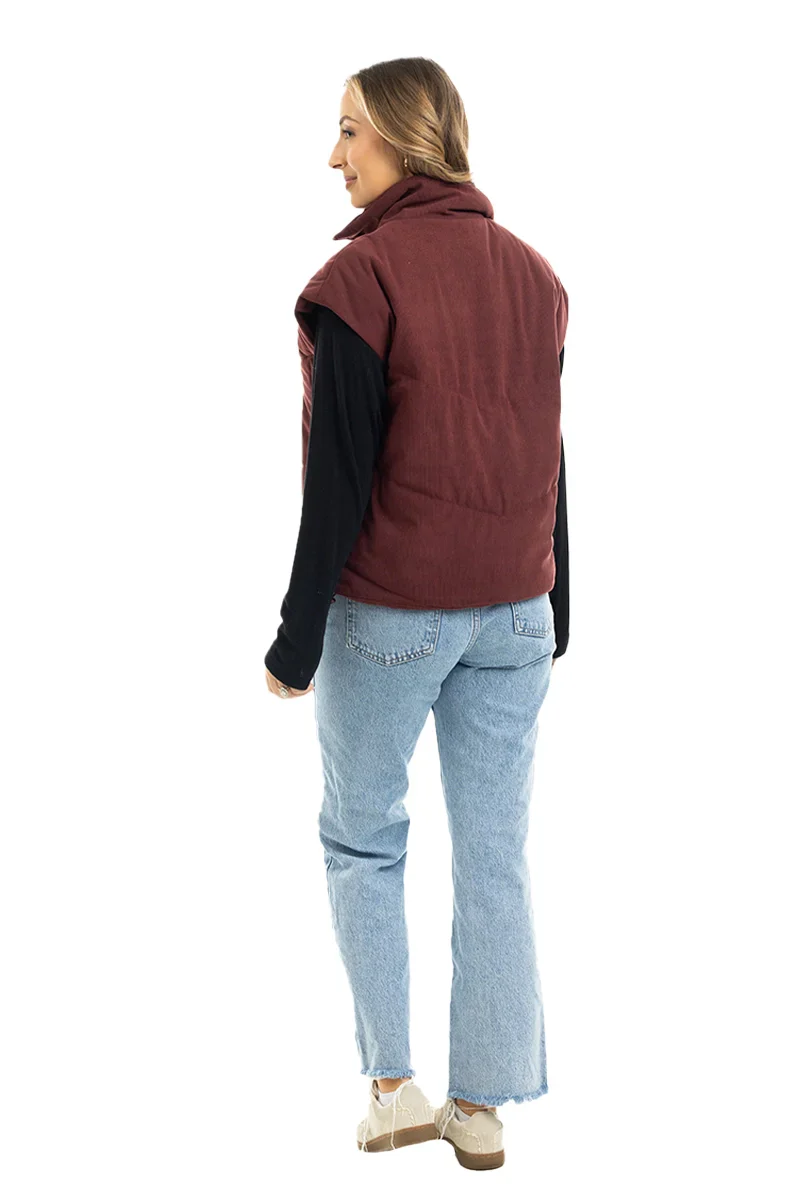 Wine Fall Corduroy Puffer Vest - Image 5
