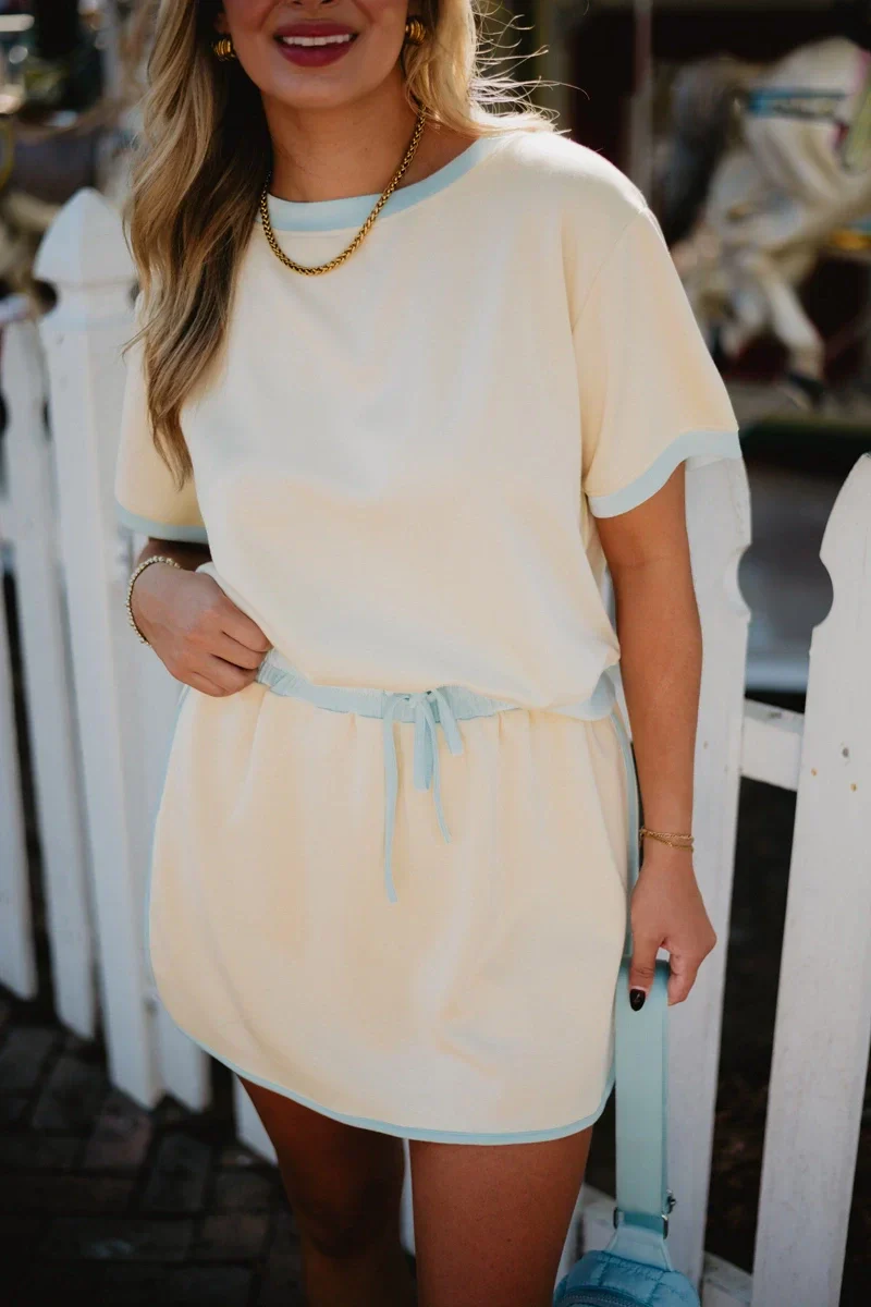 Yellow and Blue Matching Skirt and Top Set - Image 2