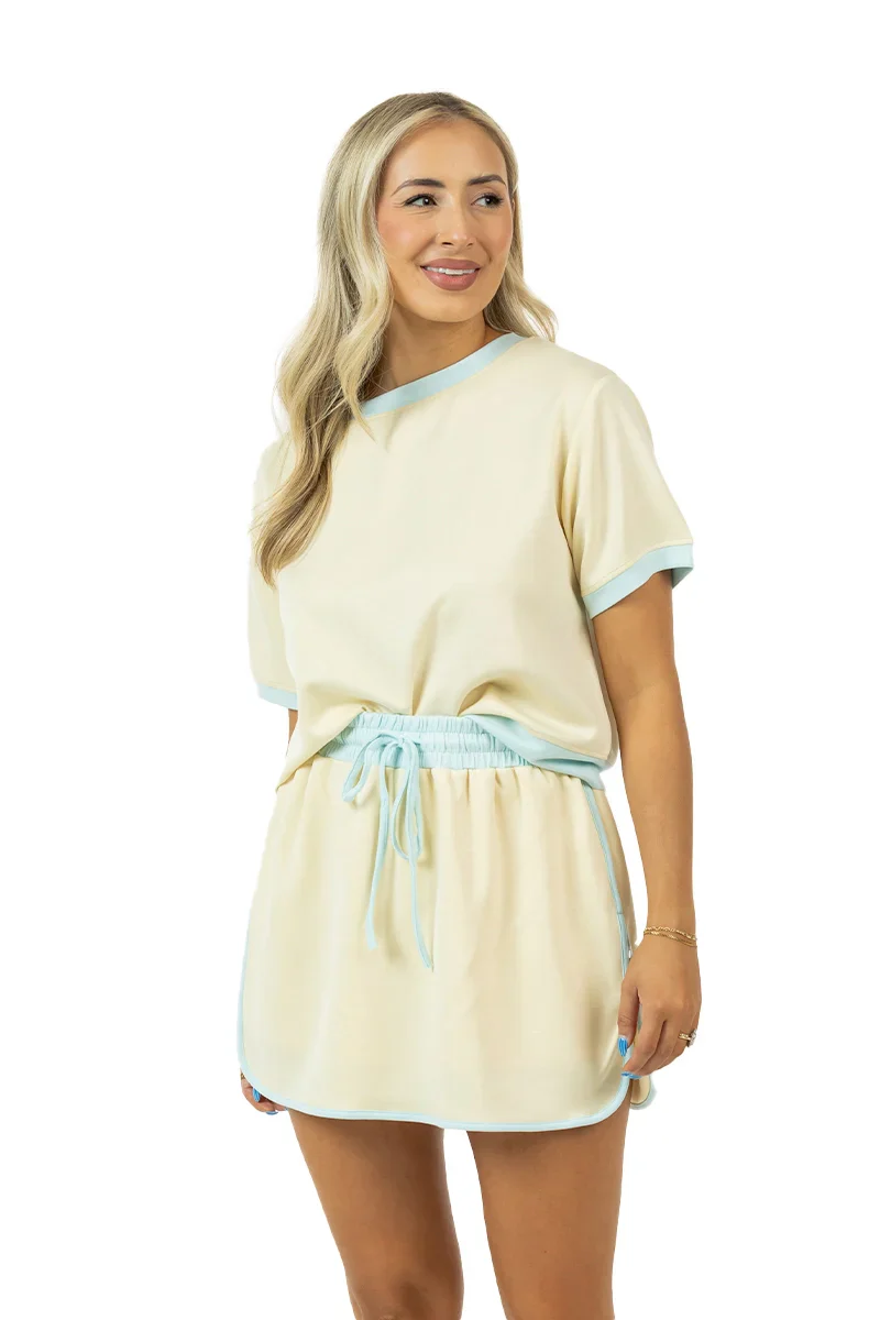 Yellow and Blue Matching Skirt and Top Set - Image 8