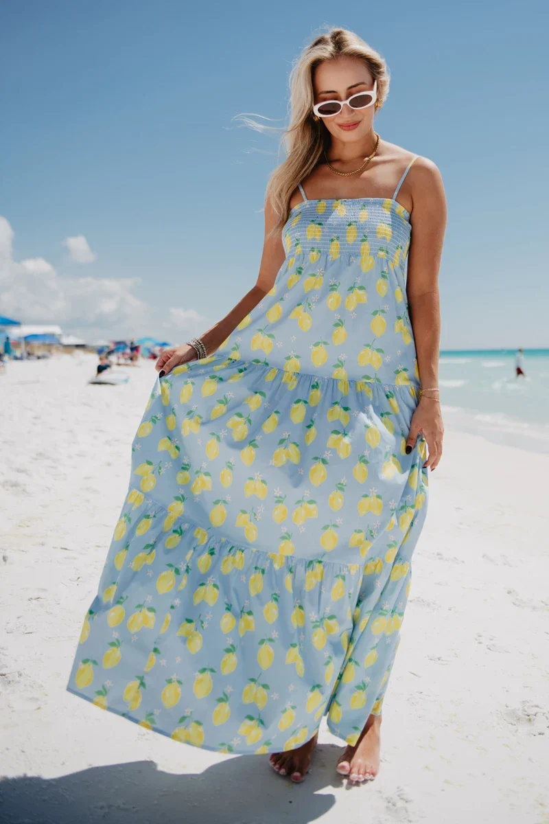 Zesty Lemons Cute Summer Maxi Dress