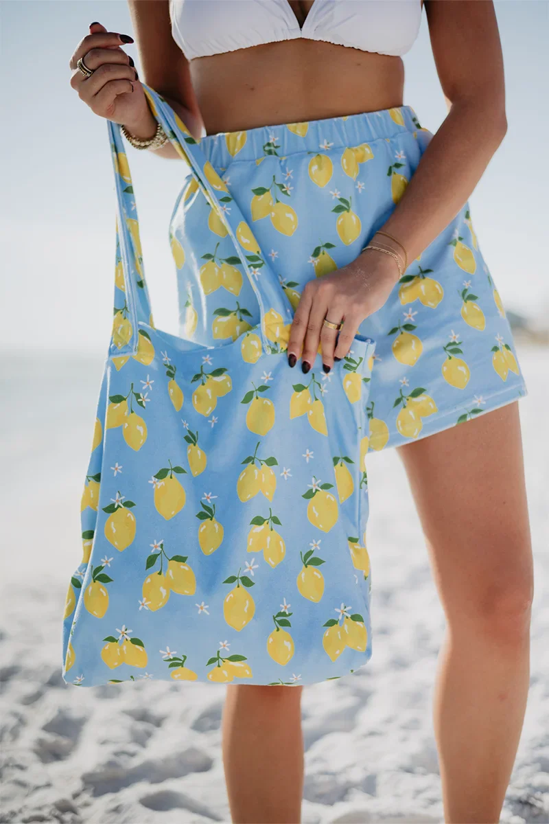 Zesty Lemons Terry Cloth Beach Bag